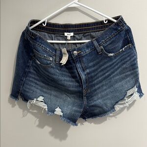 Aerie Dark Blue Distressed Jean Shorts